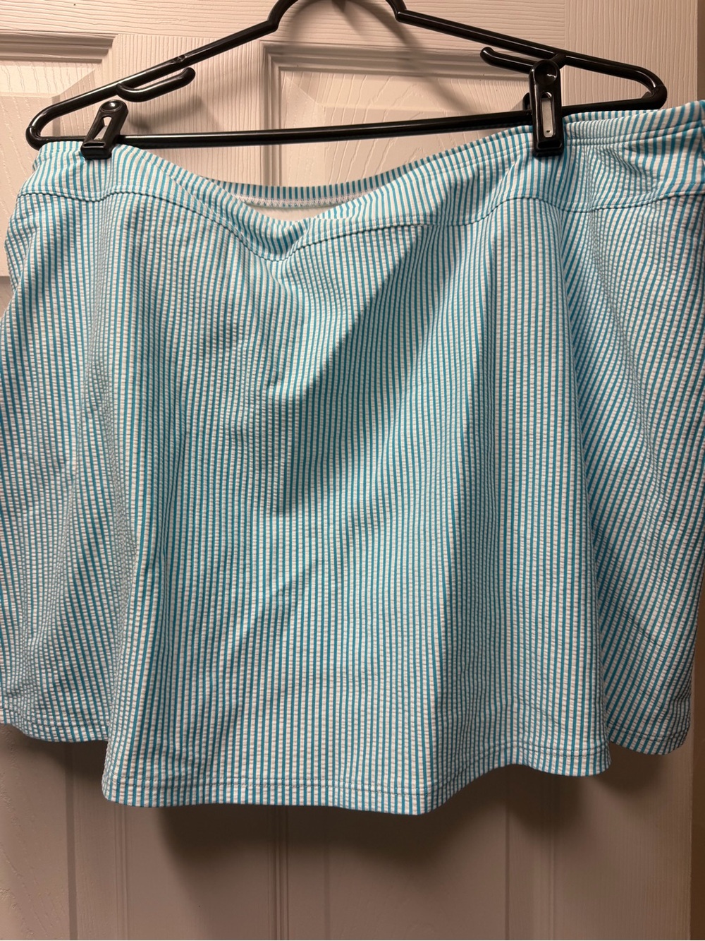 Light Blue Striped Womens Swim Skirt - Classic A-Line